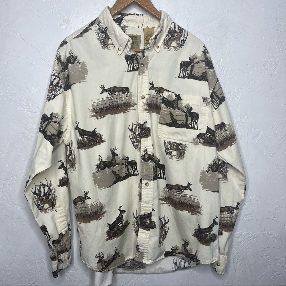 Size Large Elk Deer Long Sleeve Flannel Size Large Outdoor Country Hunting
